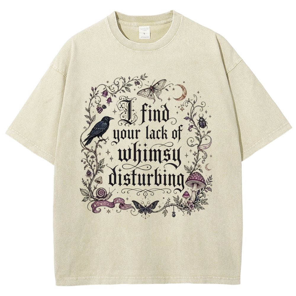 Vintage Washed Gothic Forest Witch Graphic Unisex Fit Washed T-Shirt