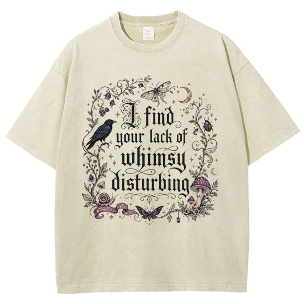 Vintage Washed Gothic Forest Witch Graphic Unisex Fit Washed T-Shirt
