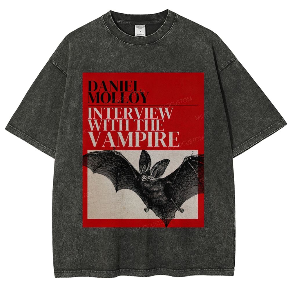 Vintage Washed Dark Gothic Bat Unisex Fit Washed T-Shirt