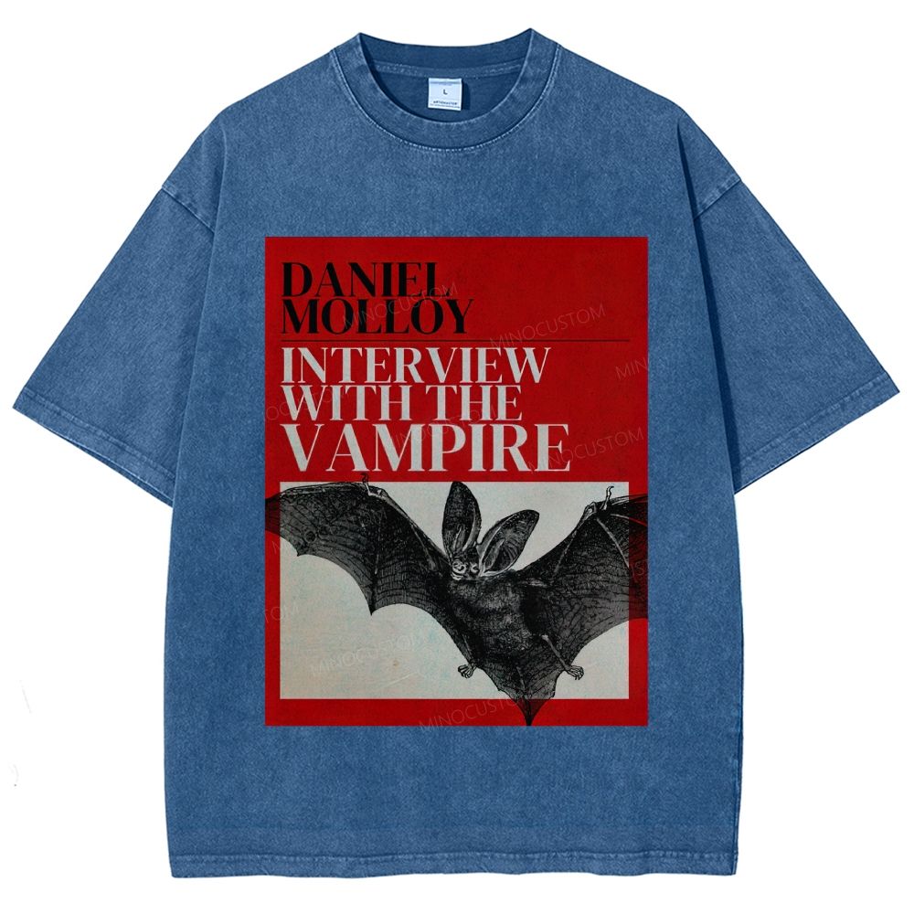 Vintage Washed Dark Gothic Bat Unisex Fit Washed T-Shirt