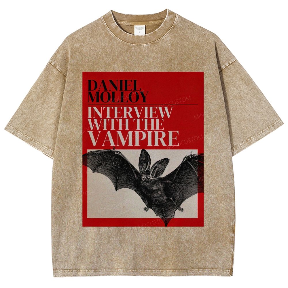 Vintage Washed Dark Gothic Bat Unisex Fit Washed T-Shirt
