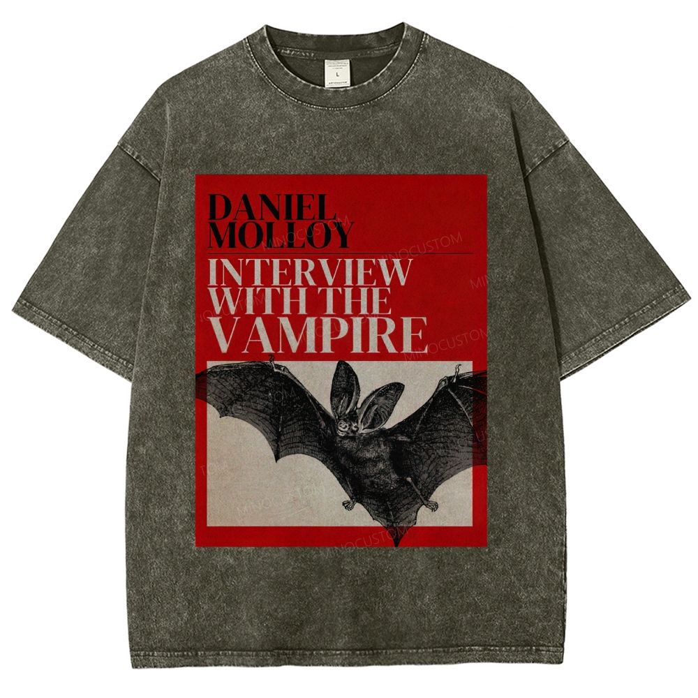 Vintage Washed Dark Gothic Bat Unisex Fit Washed T-Shirt