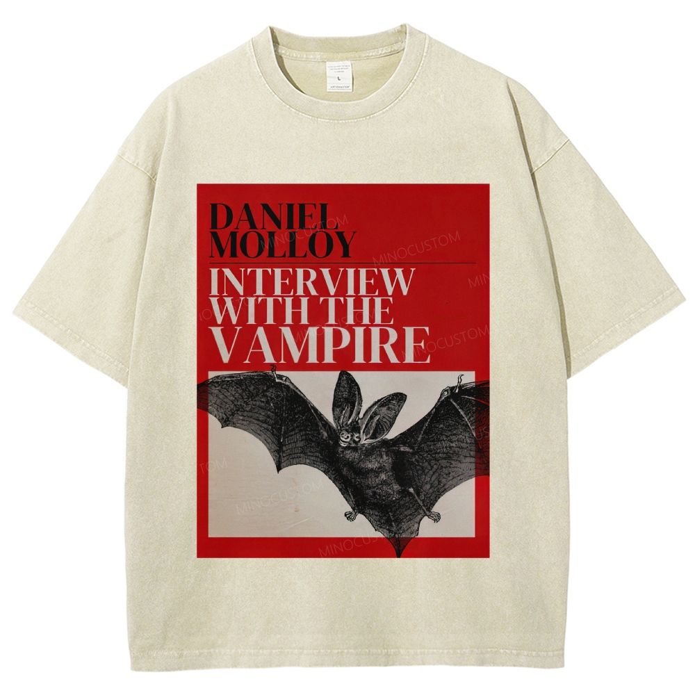 Vintage Washed Dark Gothic Bat Unisex Fit Washed T-Shirt