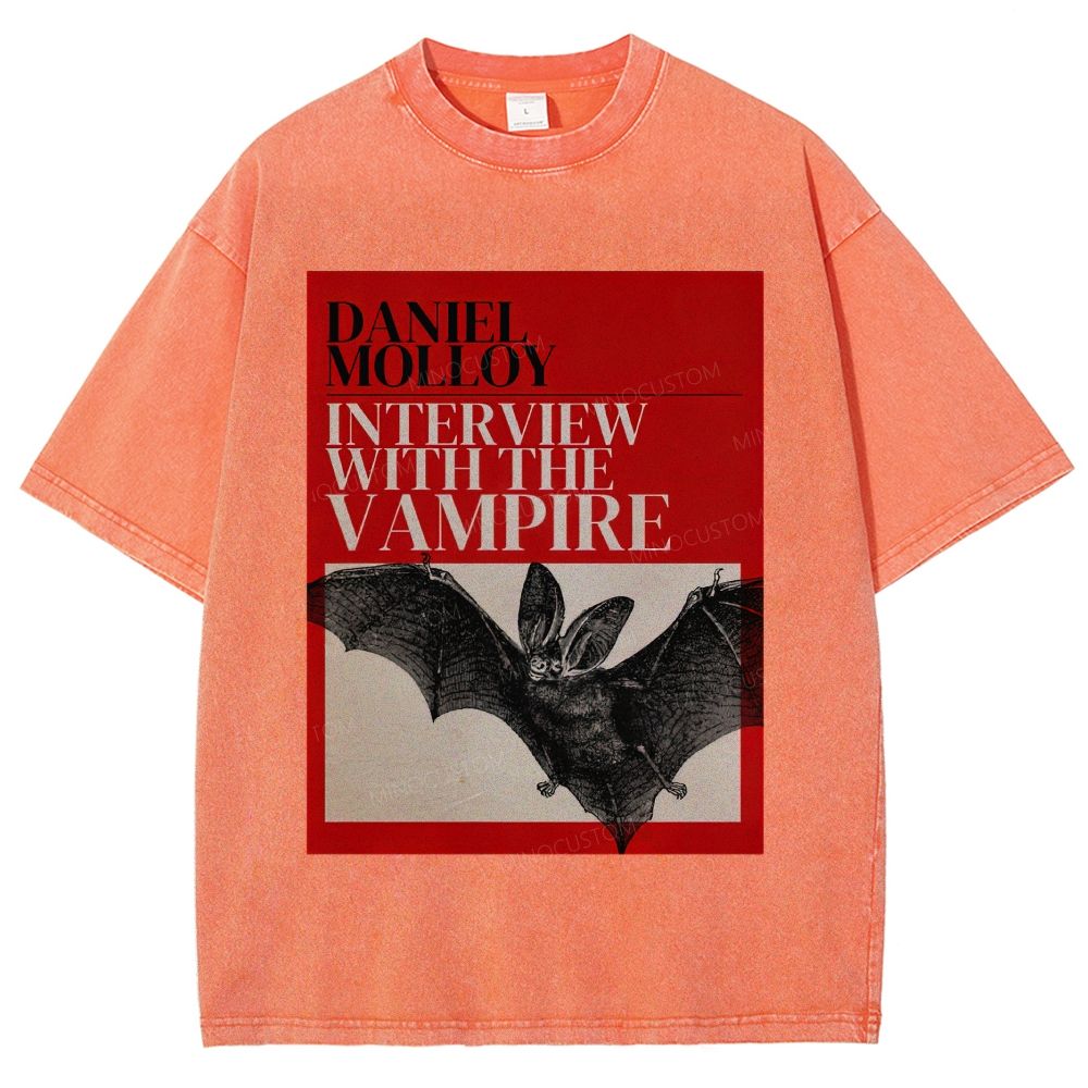 Vintage Washed Dark Gothic Bat Unisex Fit Washed T-Shirt