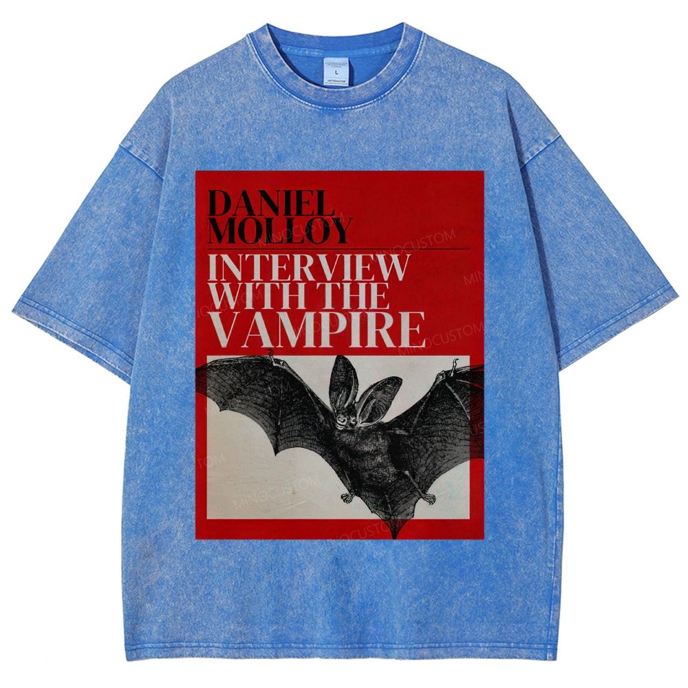 Vintage Washed Dark Gothic Bat Unisex Fit Washed T-Shirt