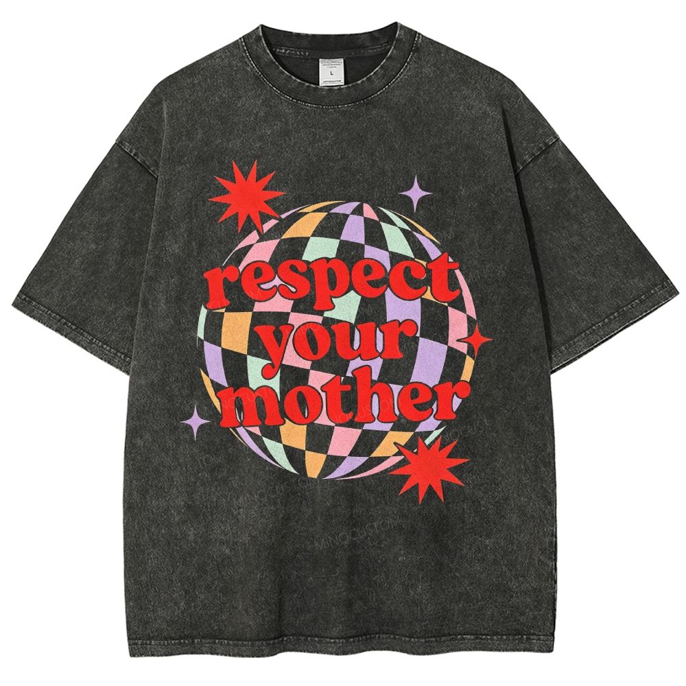 Retro Disco Ball Colorful Checkered 70s Vibe Unisex Fit Washed T-Shirt