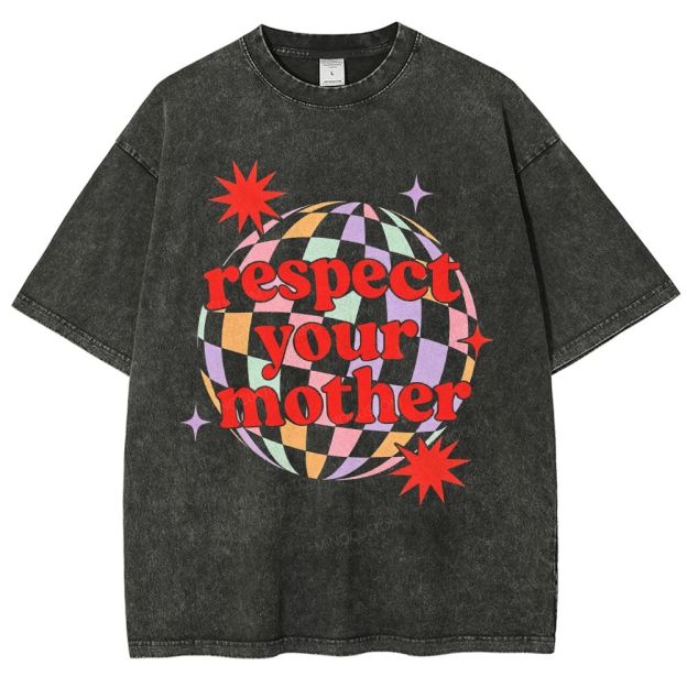 Retro Disco Ball Colorful Checkered 70s Vibe Unisex Fit Washed T-Shirt