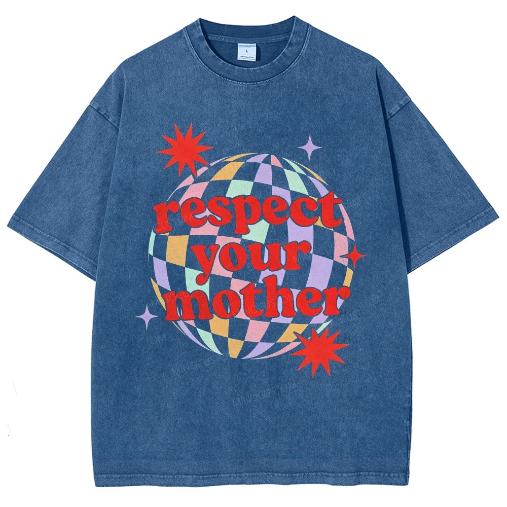 Retro Disco Ball Colorful Checkered 70s Vibe Unisex Fit Washed T-Shirt