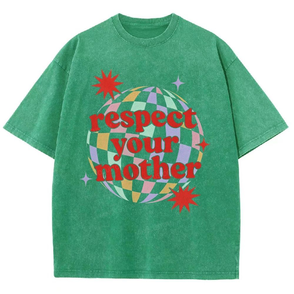 Retro Disco Ball Colorful Checkered 70s Vibe Unisex Fit Washed T-Shirt