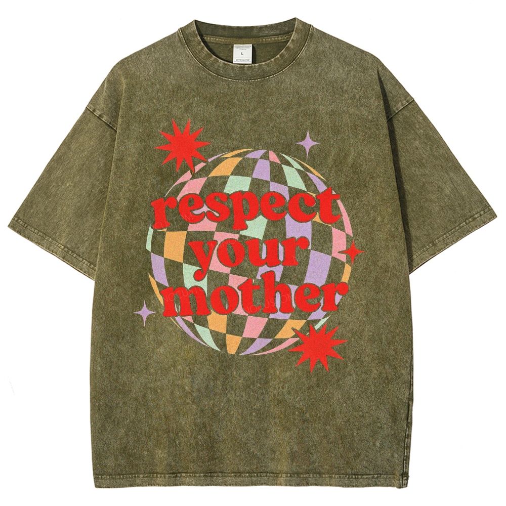 Retro Disco Ball Colorful Checkered 70s Vibe Unisex Fit Washed T-Shirt