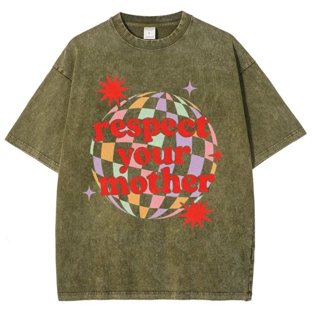 Retro Disco Ball Colorful Checkered 70s Vibe Unisex Fit Washed T-Shirt