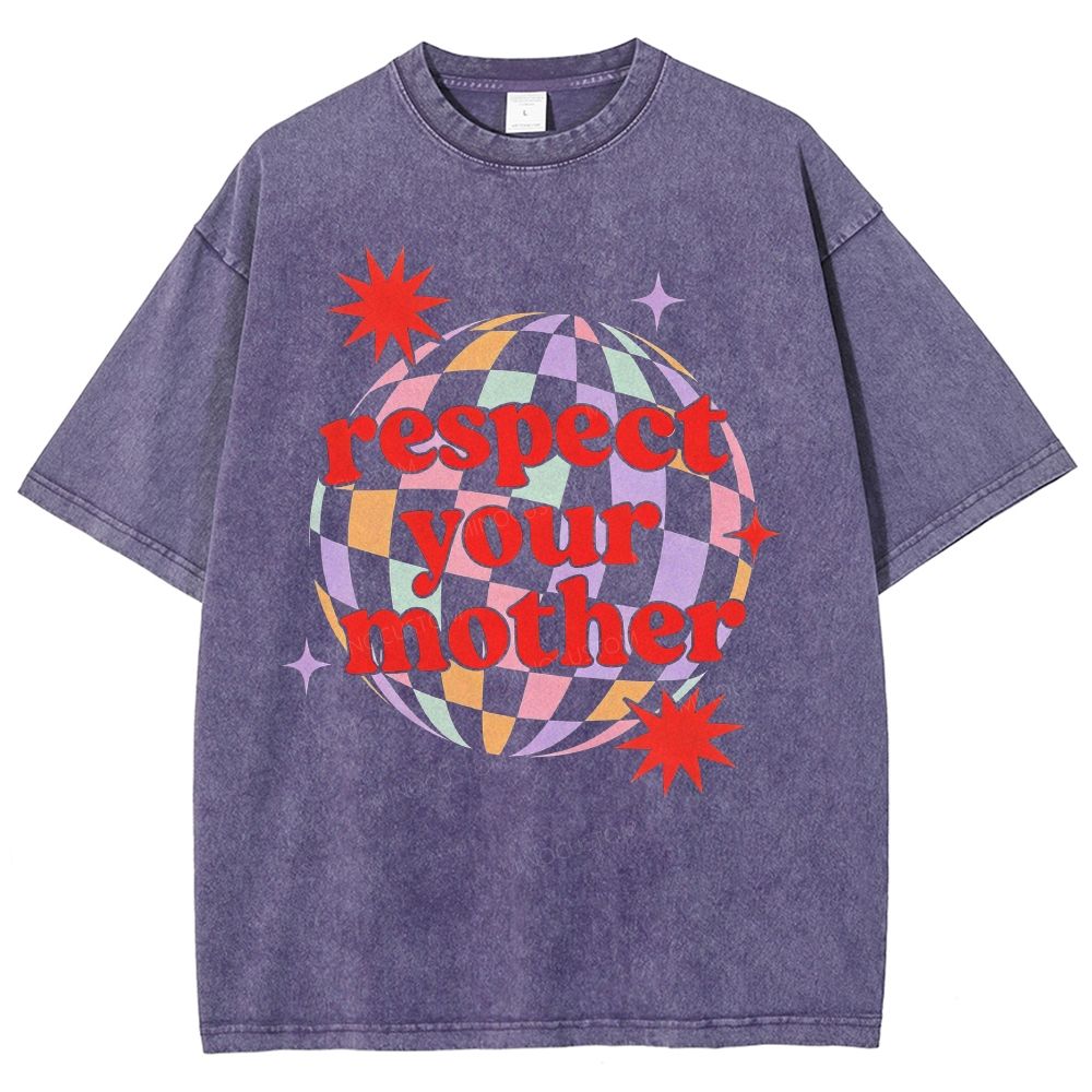 Retro Disco Ball Colorful Checkered 70s Vibe Unisex Fit Washed T-Shirt