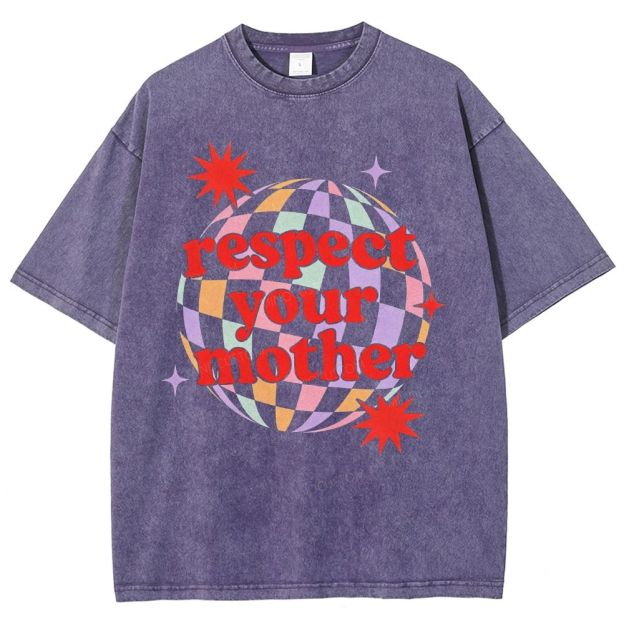 Retro Disco Ball Colorful Checkered 70s Vibe Unisex Fit Washed T-Shirt