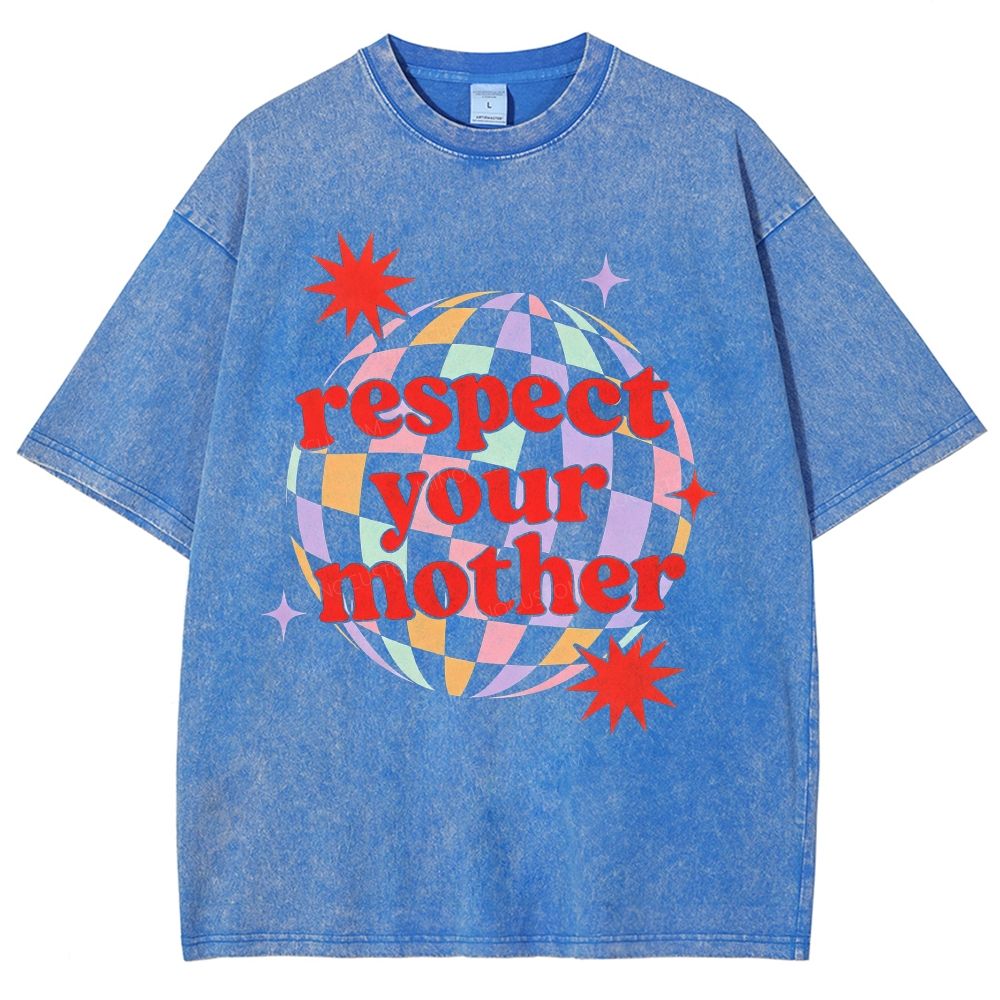 Retro Disco Ball Colorful Checkered 70s Vibe Unisex Fit Washed T-Shirt