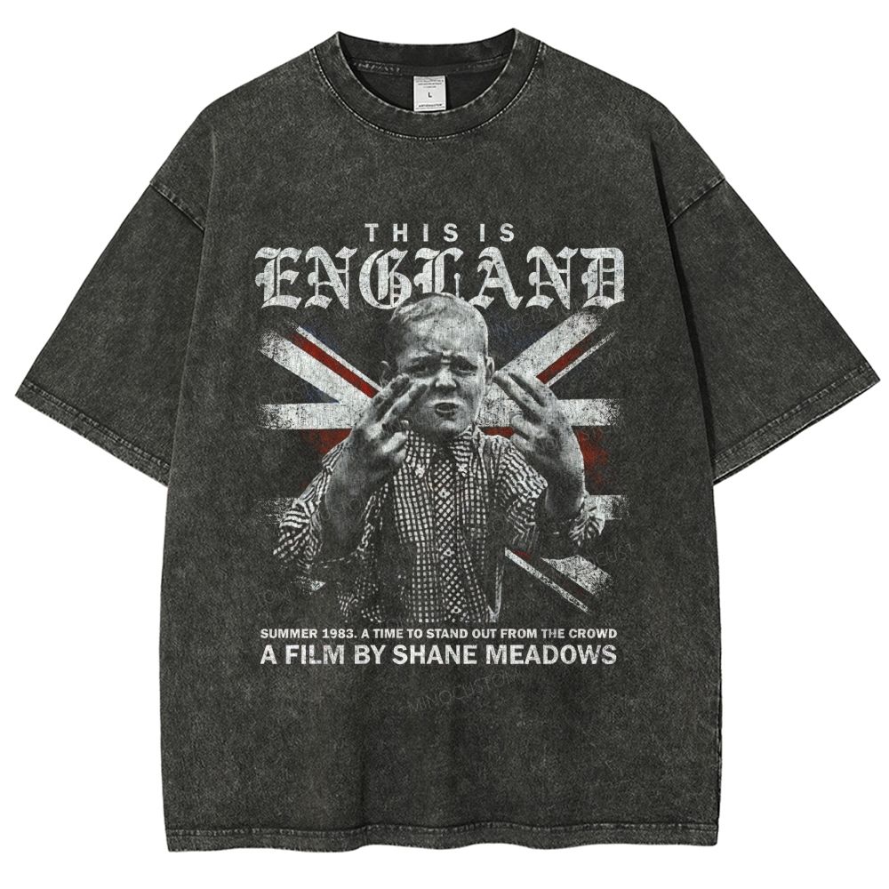 Retro Portrait Union Jack Graphic Unisex Fit Washed T-Shirt