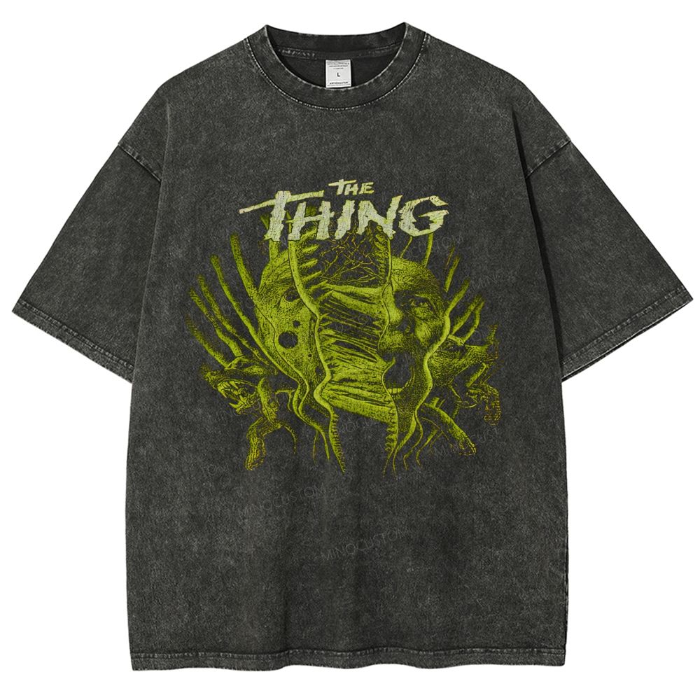 Retro Green Monster Art Unisex Fit Washed T-Shirt