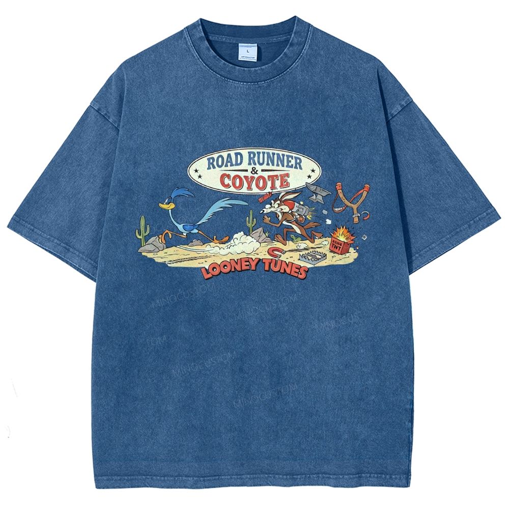 Desert Wildlife Cartoon Graphic Unisex Fit Washed T-Shirt