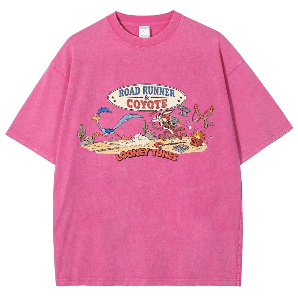 Desert Wildlife Cartoon Graphic Unisex Fit Washed T-Shirt