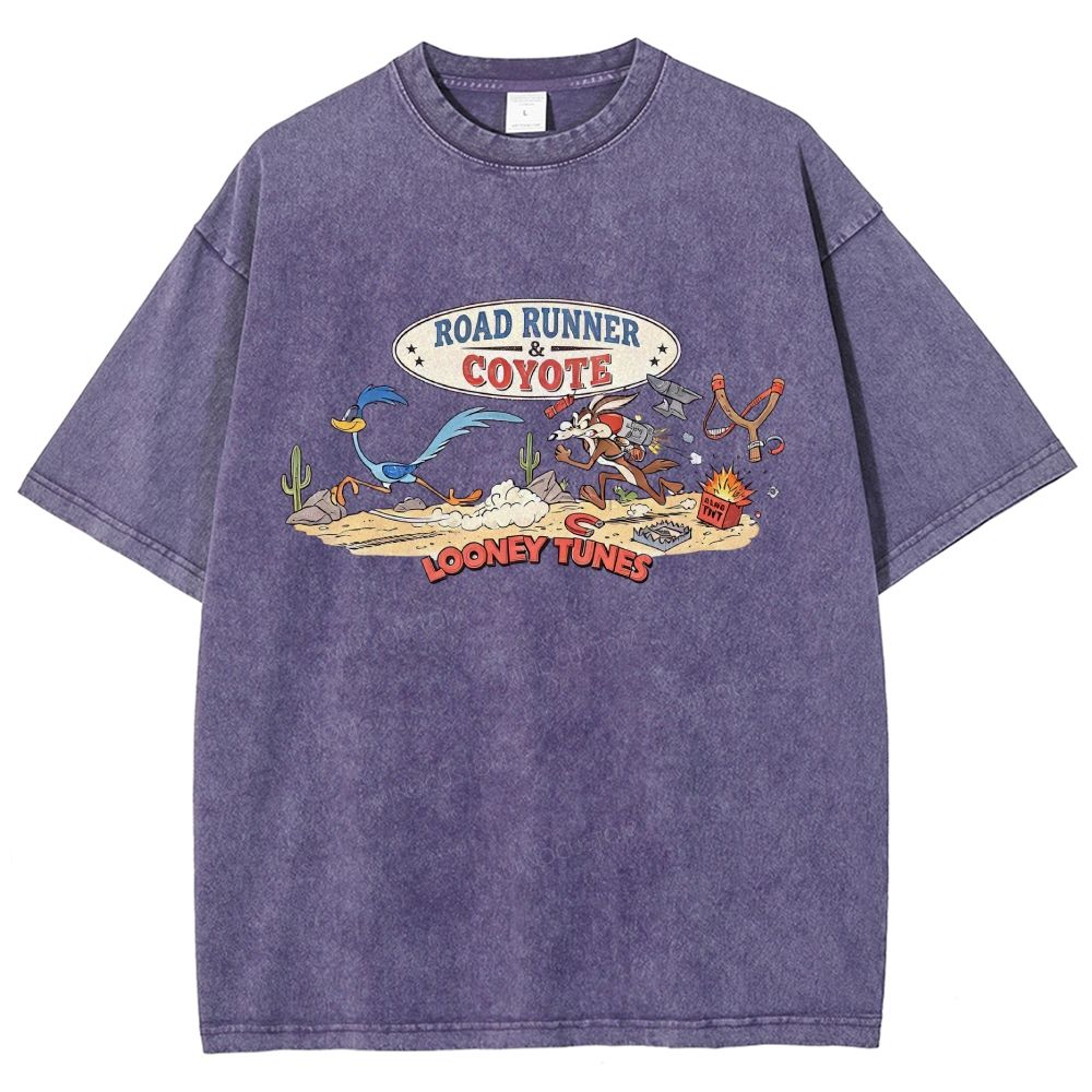 Desert Wildlife Cartoon Graphic Unisex Fit Washed T-Shirt