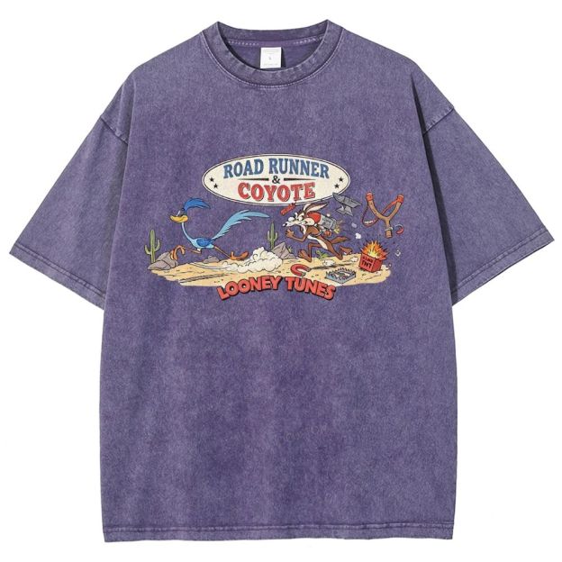 Desert Wildlife Cartoon Graphic Unisex Fit Washed T-Shirt
