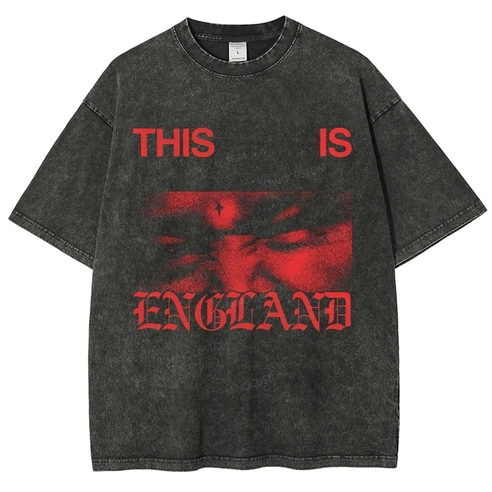 Vintage Black Washed Red Grainy Portrait Gothic Unisex Fit Washed T-Shirt