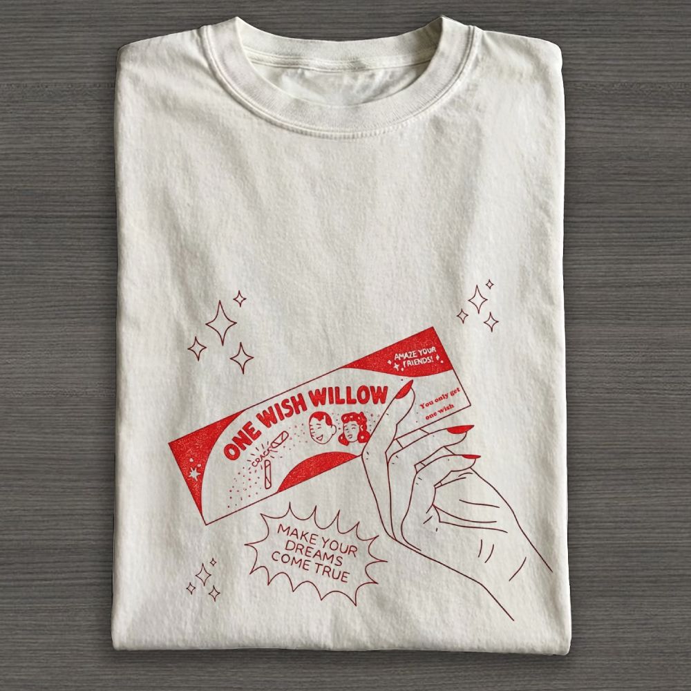 Line Art Wish Matchbox Graphic Cotton T-shirt