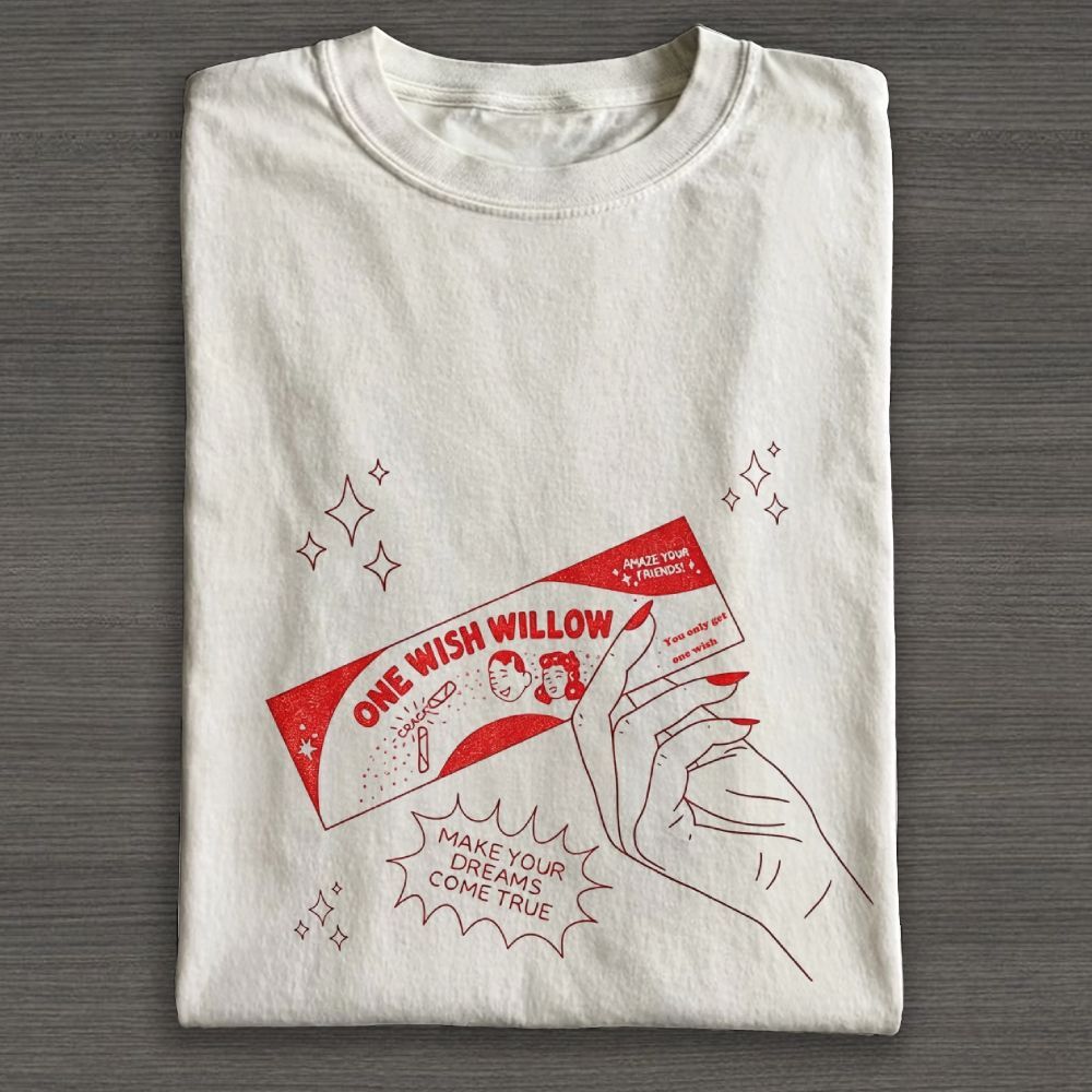 Line Art Wish Matchbox Graphic Cotton T-shirt