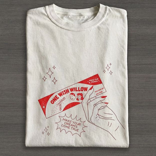Line Art Wish Matchbox Graphic Cotton T-shirt