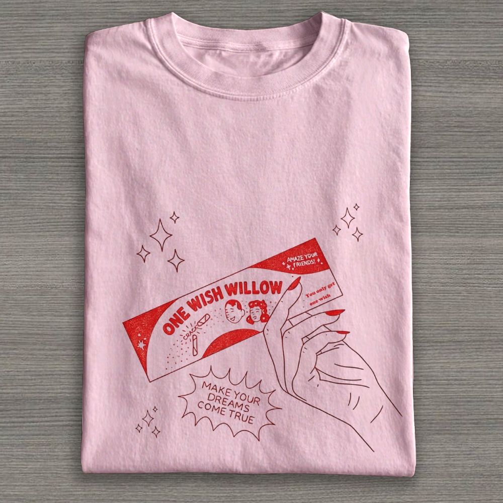 Line Art Wish Matchbox Graphic Cotton T-shirt