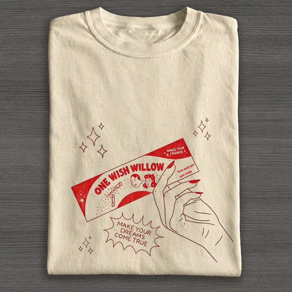 Line Art Wish Matchbox Graphic Cotton T-shirt