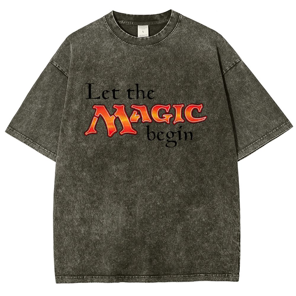 Retro Fantasy Bold Colorful Text Art Washed T-shirt