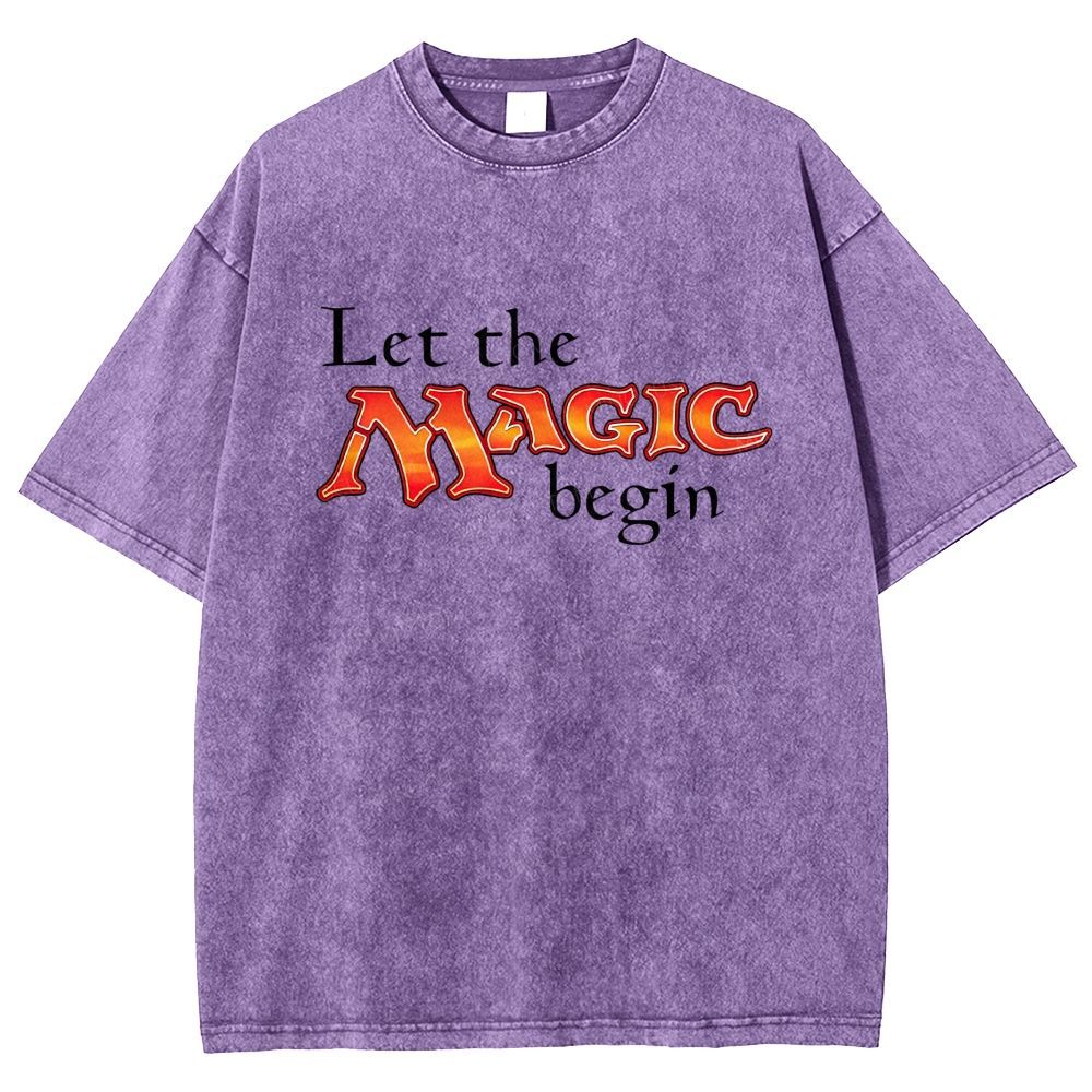 Retro Fantasy Bold Colorful Text Art Washed T-shirt