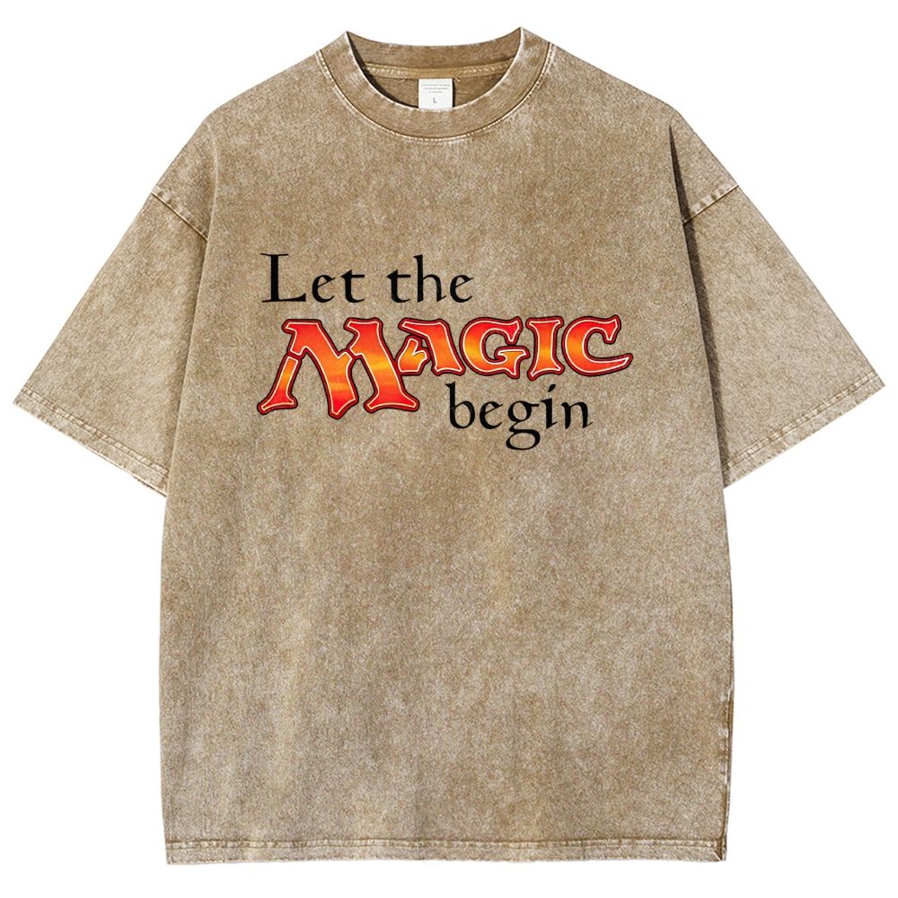 Retro Fantasy Bold Colorful Text Art Washed T-shirt