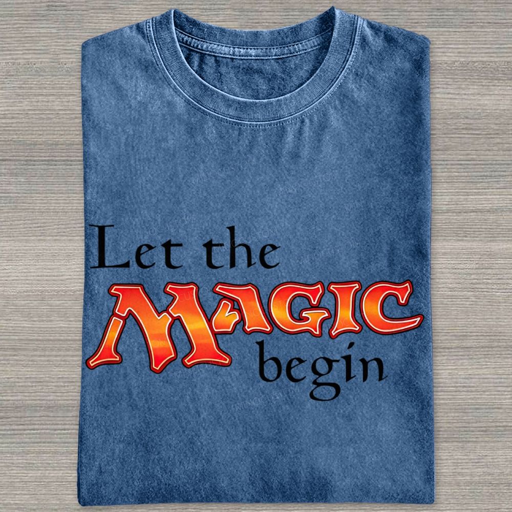 Retro Fantasy Bold Colorful Text Art Washed T-shirt