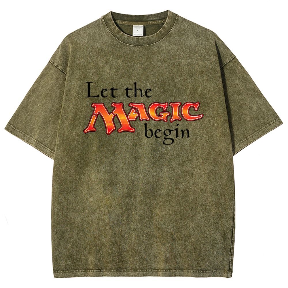 Retro Fantasy Bold Colorful Text Art Washed T-shirt