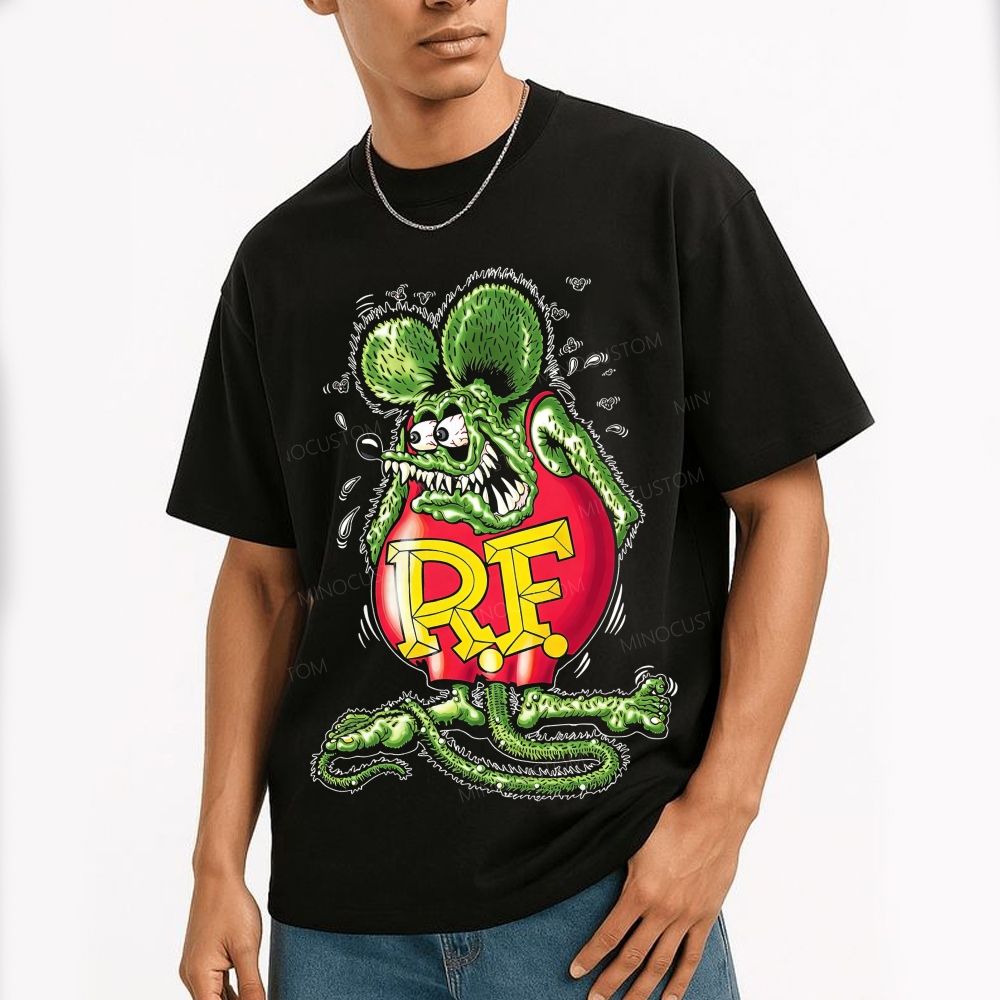Bright Round Body Furry Monster Reptile Tail Cotton T-Shirt