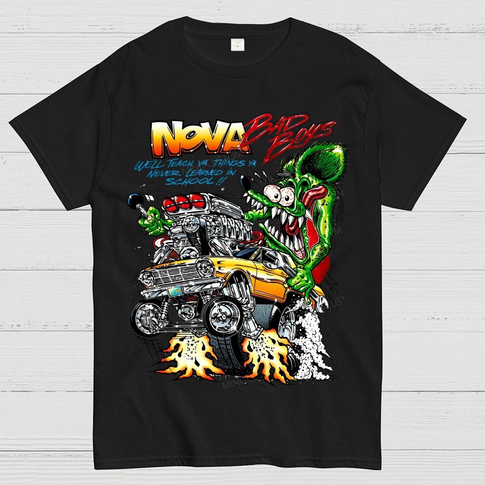 Retro Hot‑Rod Muscle Car Wild Green Monster Cotton T-Shirt