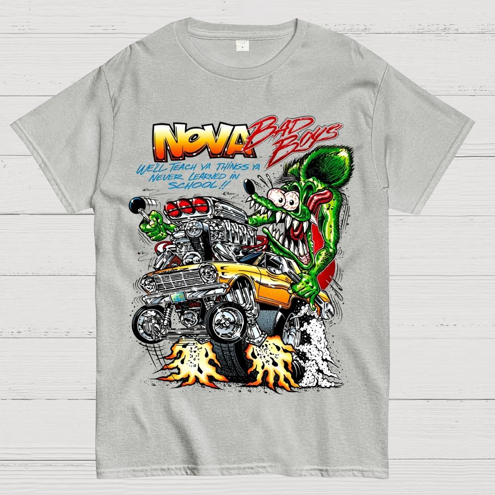 Retro Hot‑Rod Muscle Car Wild Green Monster Cotton T-Shirt