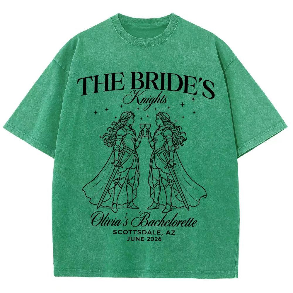 Two Female Knights Clinking Goblets Sword Cape Sparkle Unisex Fit Washed T-Shirt