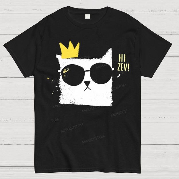 Grunge Textured Cool Cat Wearing Sunglasses Cotton T-Shirt