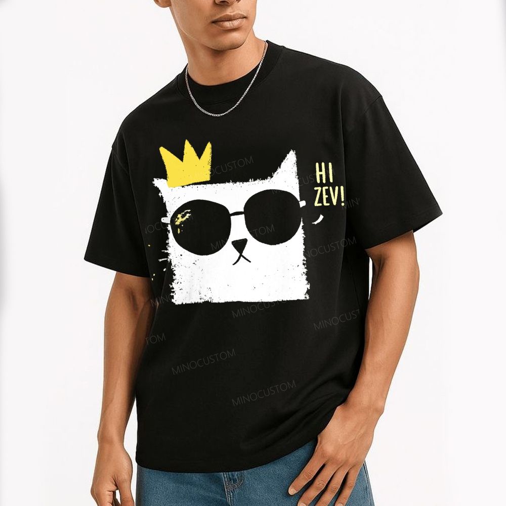 Grunge Textured Cool Cat Wearing Sunglasses Cotton T-Shirt