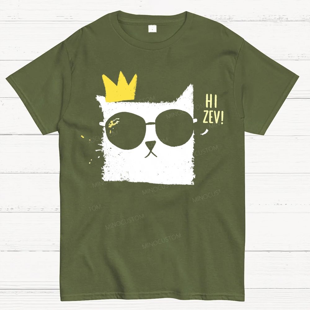 Grunge Textured Cool Cat Wearing Sunglasses Cotton T-Shirt
