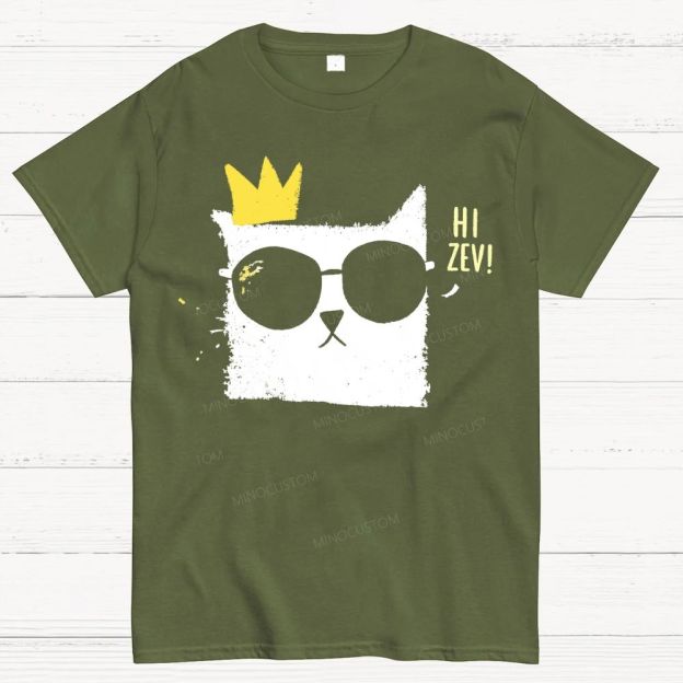 Grunge Textured Cool Cat Wearing Sunglasses Cotton T-Shirt
