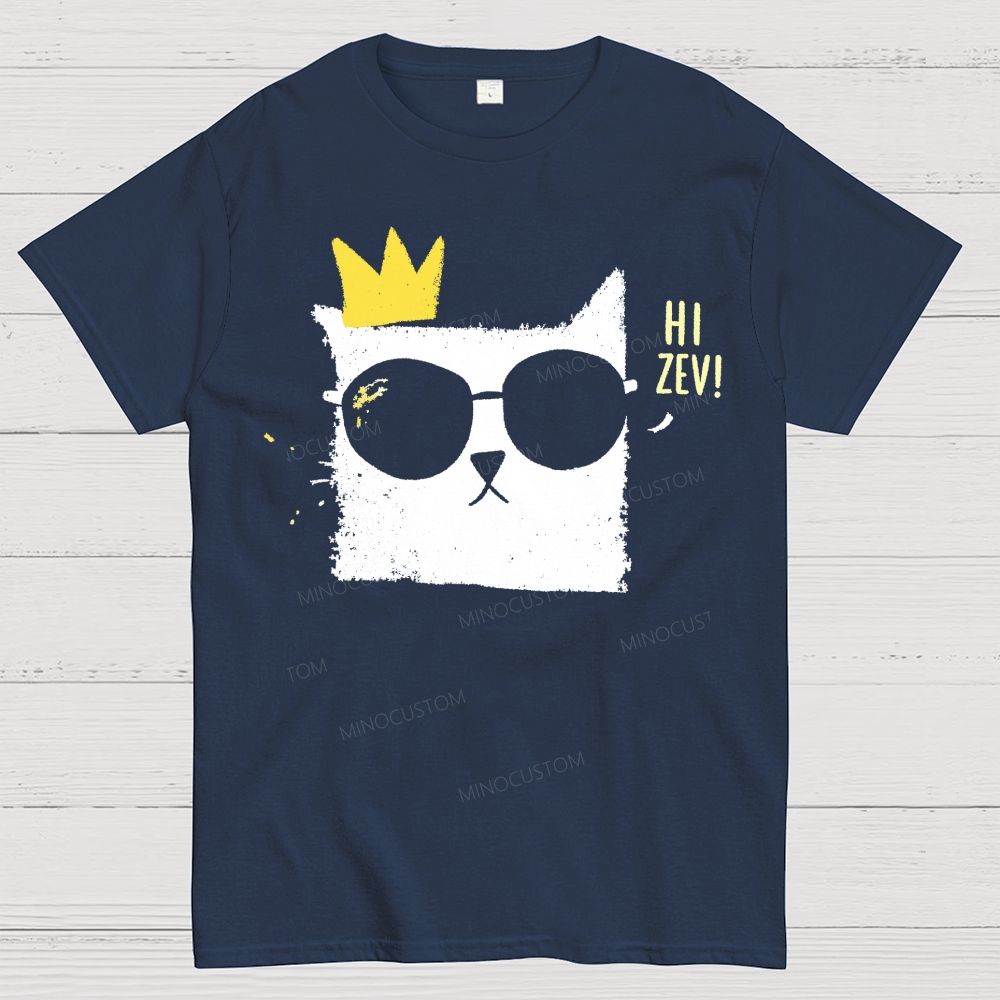 Grunge Textured Cool Cat Wearing Sunglasses Cotton T-Shirt