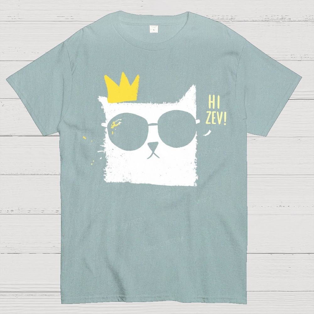 Grunge Textured Cool Cat Wearing Sunglasses Cotton T-Shirt