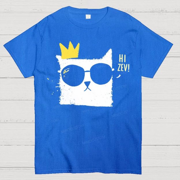 Grunge Textured Cool Cat Wearing Sunglasses Cotton T-Shirt