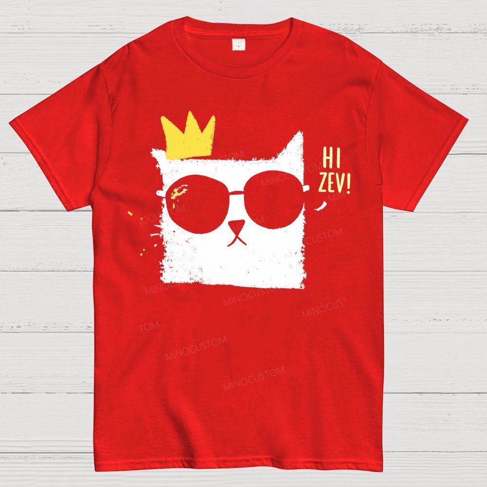 Grunge Textured Cool Cat Wearing Sunglasses Cotton T-Shirt