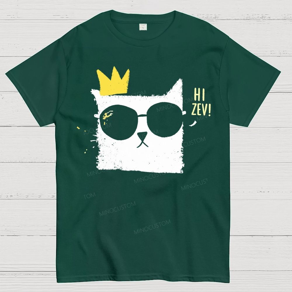 Grunge Textured Cool Cat Wearing Sunglasses Cotton T-Shirt