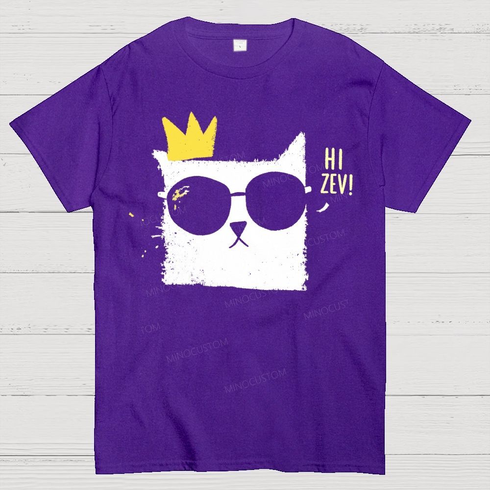 Grunge Textured Cool Cat Wearing Sunglasses Cotton T-Shirt