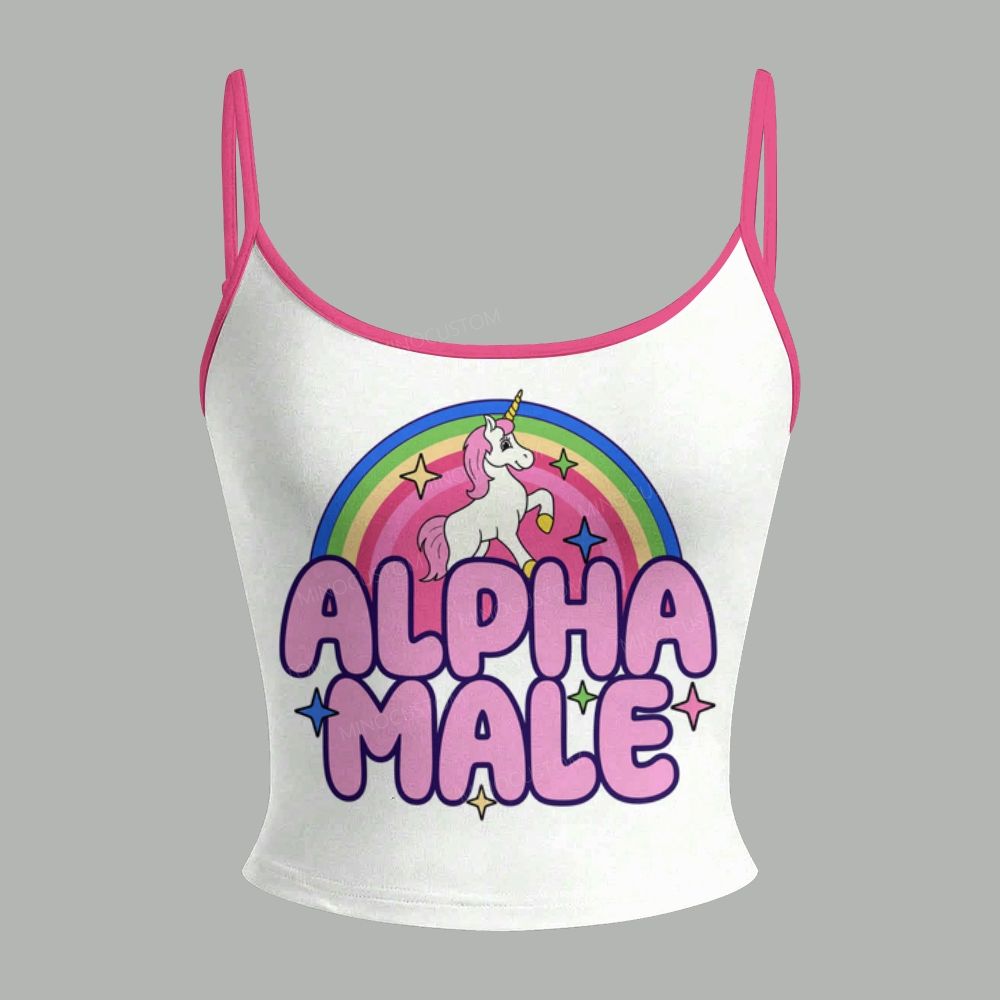 Rainbow Unicorn Alpha Male Quote Top & Elasticated Trousers Two-Piece Set